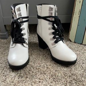 White heeled boots